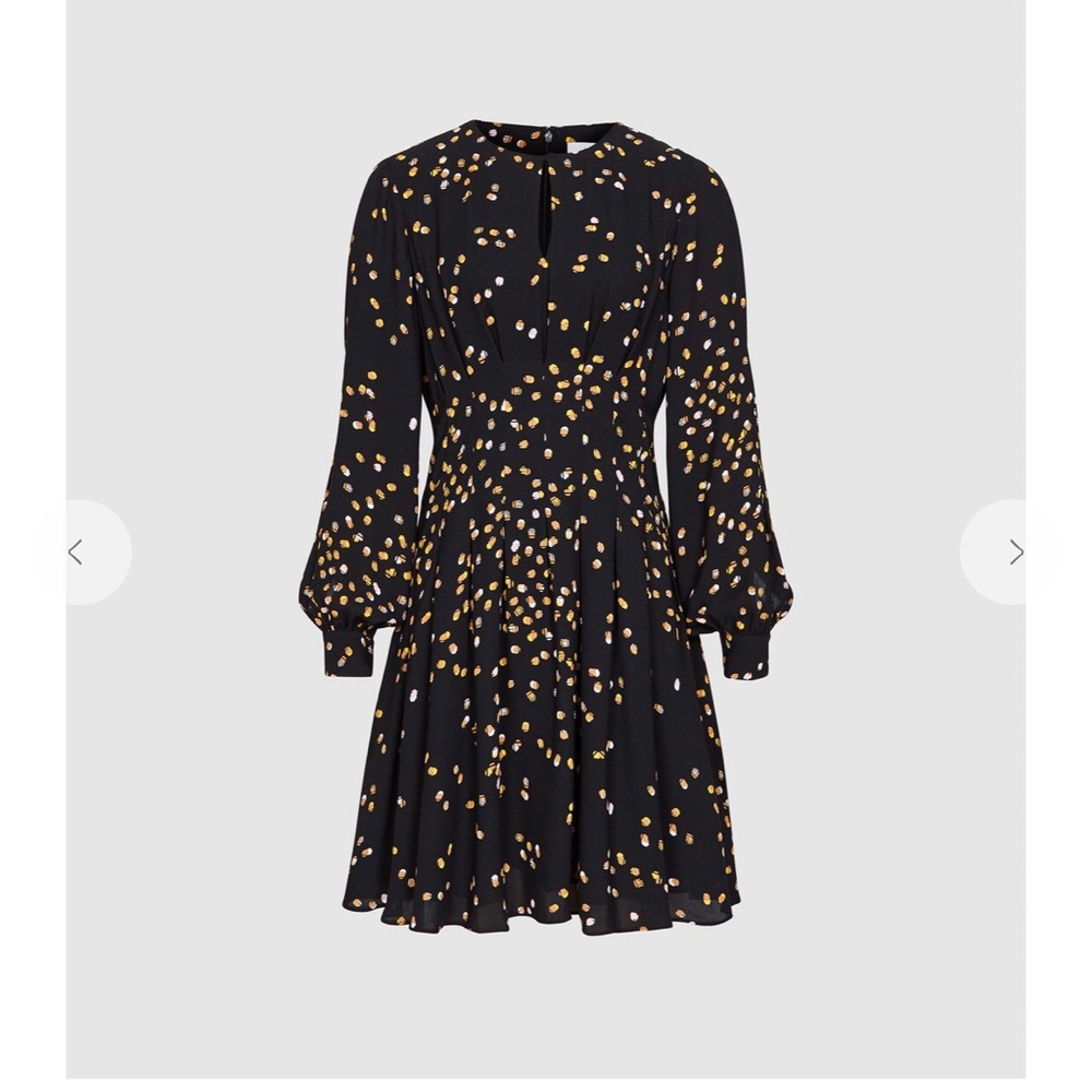 Reiss Black and Gold Patterned Dress